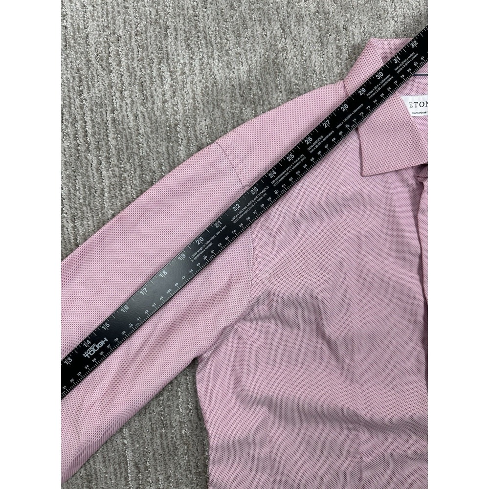 Eton Shirt Mens 16.5 42 Pink Contemporary Fit Dress Long Sleeve Button Front - Picture 10 of 12